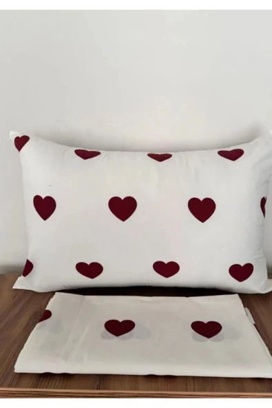 Sheri Home YENİ Çift Kişilik Lastiksiz Çarşaf Ve 2 Adet Yastık Kılıfı(Kalpli Çarşaf 200 X 220) - Resim 3