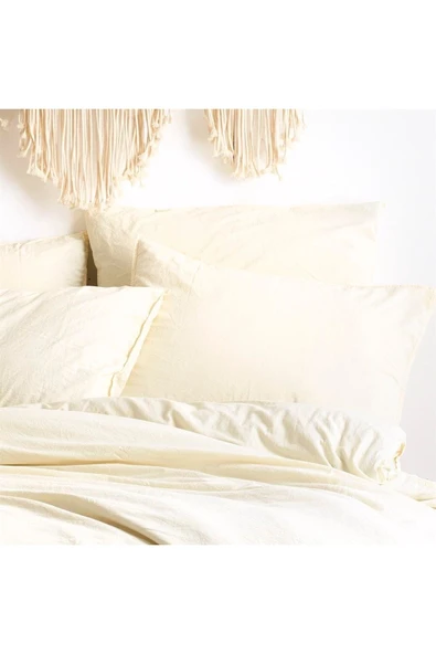 Sheri Home Tekstil Ligne Douce Vintage Nevresim Takımı Tek Kişilik - Mineral White - Resim 2