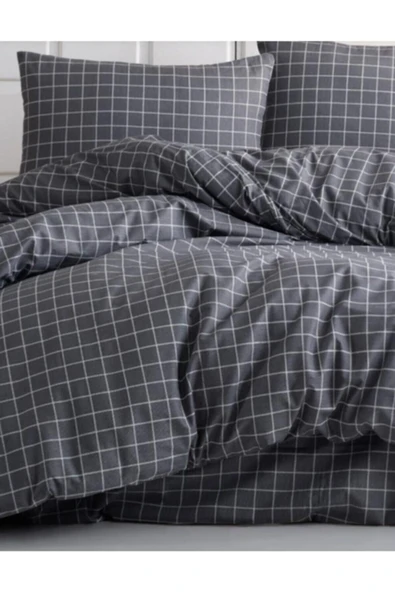 Sheri Home Tekstil Fümeminika Çift Kişilik Pamuklu Nevresim Takımı Gri - Resim 2