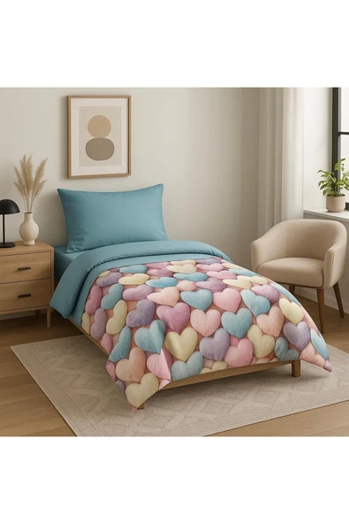 Sheri Home YENİ 100% Yıkanmış Pamuk Tek Kişilik Nevresim Seti(Yorgan Kılıfı+1 Adet Yastık Kılıfı) MODEL8821 ürün görseli 1