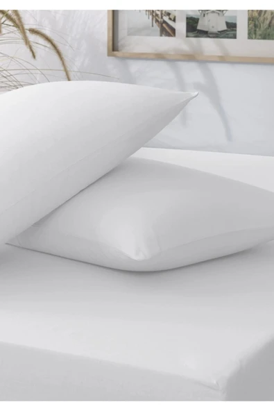 Sheri Home Düz Pamuklu 2’li Yastık Kılıfı Beyaz889334488 ürün görseli 1
