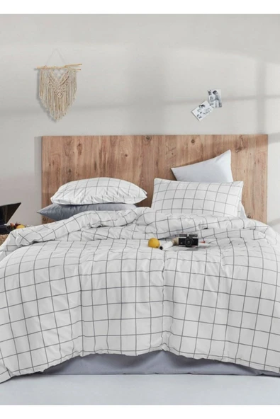 Sheri Home Çift Kişilik Çift Taraflı Nevresim Seti Beyazgrikareshrii014537772023889694 ürün görseli