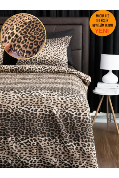 Sheri Home Tekstil Mocha Leo Tek Kişilik Nevresim Takımı 889221969488 - Resim 3