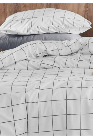 Sheri Home Çift Kişilik Çift Taraflı Nevresim Seti Beyazgrikareshrii014537772023889694 - Resim 3