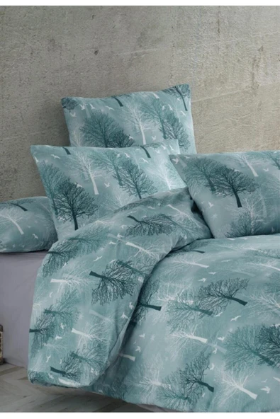 Sheri Home Tekstil Cotton Life Tek Kişilik Çarşaf 1 Adet Yastık Kılıfı 100x200 Yeşil ürün görseli 1