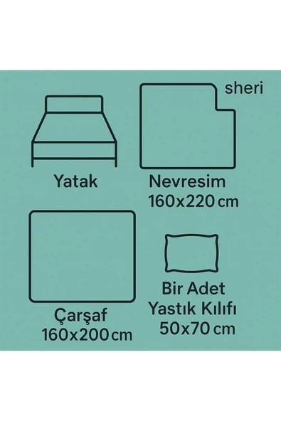 Sheri Home Tekstil Lastikli Çarşaflı Tek Kişilik Nevresim Takımı KIRÇİÇEKMODEL8892 - Resim 2