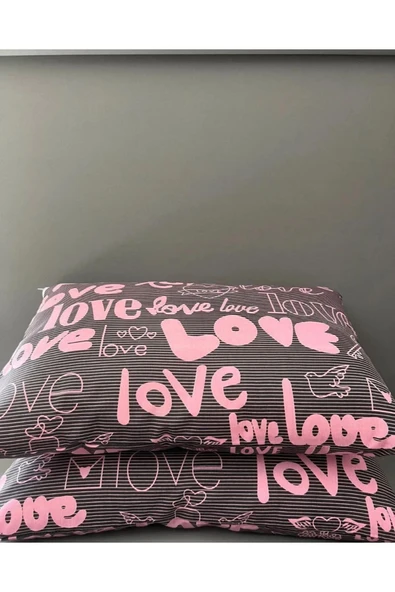 Sheri Home Tekstil Life Happy Love Kolay Ütülenir 2'Lİ YASTIK KILIFI TR88957524588 ürün görseli 1