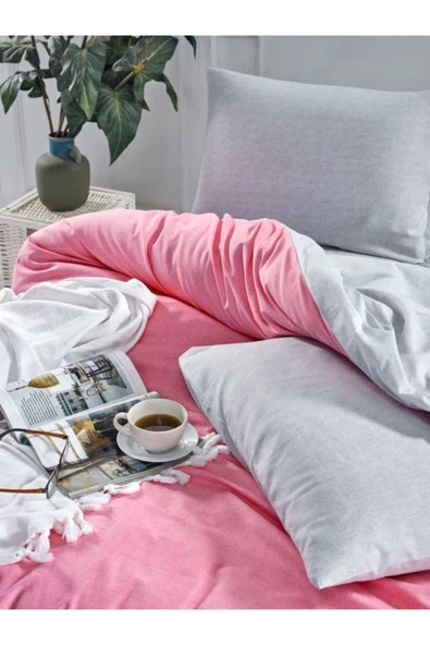 Sheri Home Tekstil Cotton Dark Blue Tek Kişilik Nevresim Takımları V7 Pembe ürün görseli 1