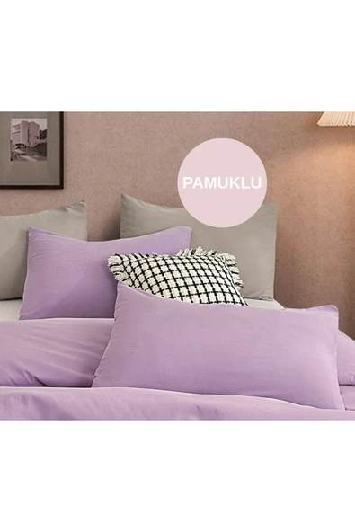 Sheri Home Tekstil Plain Lilac Pamuklu 2’li Yastık Kılıfı 50*70 Cm ürün görseli 1