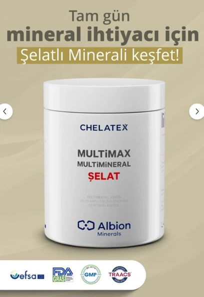 Chelatex Multimax Multimineral Şelat Takviye Edici Gıda 60 Bitkisel Kapsül - 1