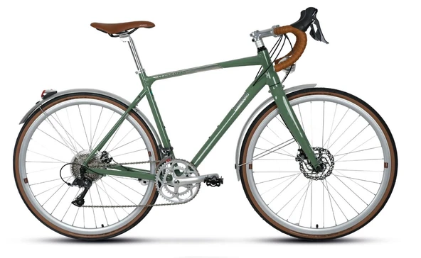 Carraro Townsman Retro Yol Yarış Bisikleti 28 Jant 52 Kadro 16V Mekanik Disk Fren Koyu Yeşil Krom - Resim 2
