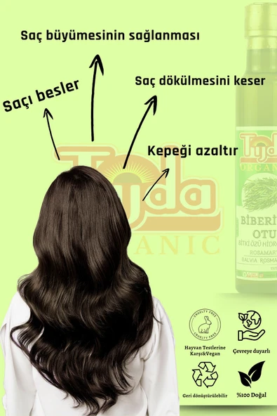 TİJDA Biberiye Özü(SUYU)saf Taze Bitkiden Üretilmiştir.saç Bakımı Için Hidrosol 250 ml (SALVİA ROSMARİNUS) - 2