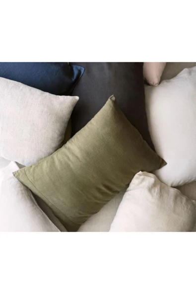 Sheri Home Tekstil Naturel 2' Li Yastık Kılıfı 100% Organik Pamuk -haki - Resim 2