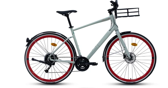 Carraro Commuter 28 Jant Şehir Bisikleti 48 Kadro 18 Vites Hidrolik Disk Fren Çimento Grisi-Kırmızı ürün görseli