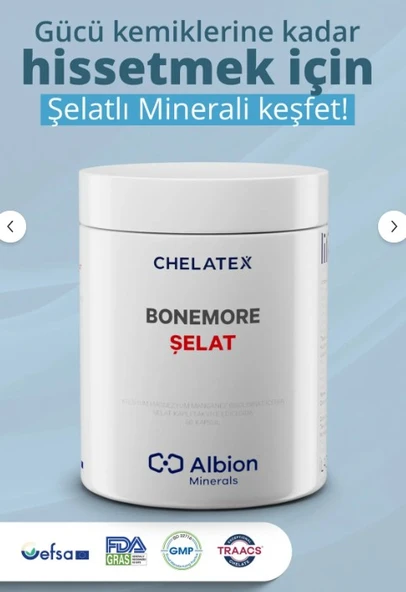 Chelatex Bonemore Kalsiyum Magnezyum İçeren 60 Bitkisel Kapsül - 1