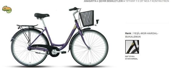 Carraro Tiffany 7.0 28"Jant 50 Cm 7 Vites Kontra Fren Şehir Bisikleti Mat Siyah Hardal (Bukalemun) ürün görseli