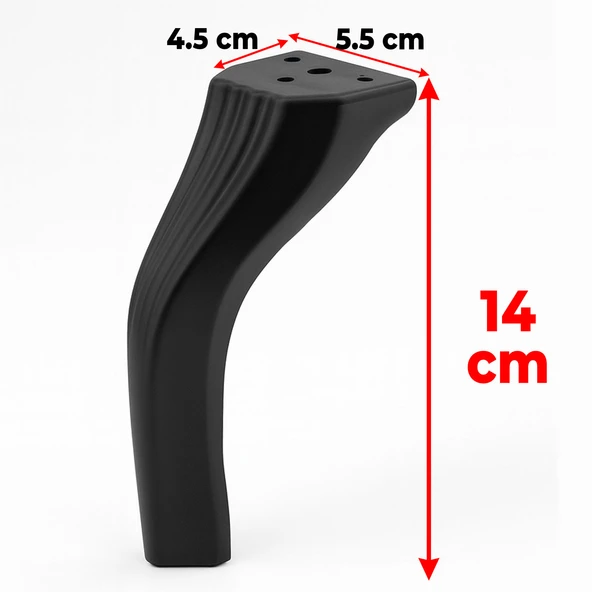 Kesit 14 cm Siyah Metal Mobilya Ayağı Ayakları Ünite Baza Koltuk Kanepe Sehpa Masa Tabure Siyah - Resim 3