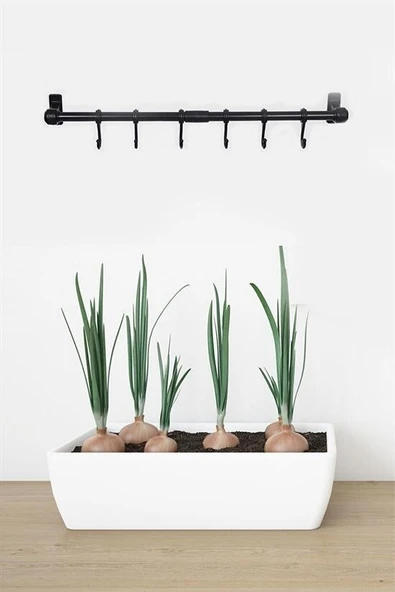 Duvara Monte Edilen 6 Kancalı Dekor Kaşıklık ve Kupa Askısı - Resim 8