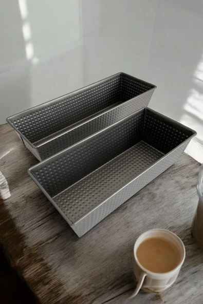 2 Boy Paslanmaz Çelik Baton Kek Kalıbı- Boy 25,5 CM ve 30.5 CM - Resim 3