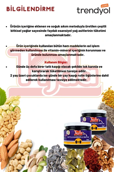 TİJDA Dutlu Harnuplu ,İştah açıcı,protein ve enerji kaynağı, Bitkisel Macun 750 Gr. X 2 Adet - 6