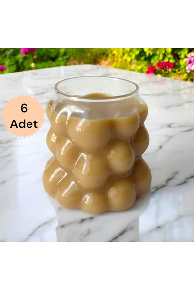 6 Adet Üzümlü Isıya Dayanıklı Boncuk Şekilli Borosilikat Cam Pinterest Sunum Bardağı 350 ml ürün görseli