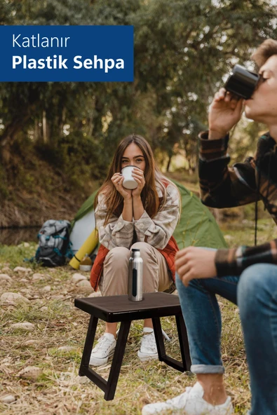 Katlanır Plastik Sehpa Antrasıt-kamp Masası. - Resim 3