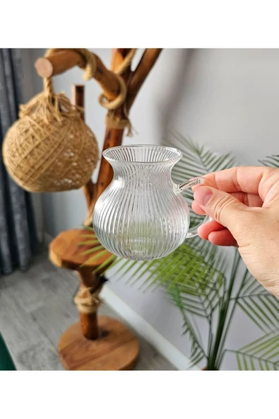 6 Adet Keyfi Ala Borosilikat 6'lı Çay Bardağı - Resim 2