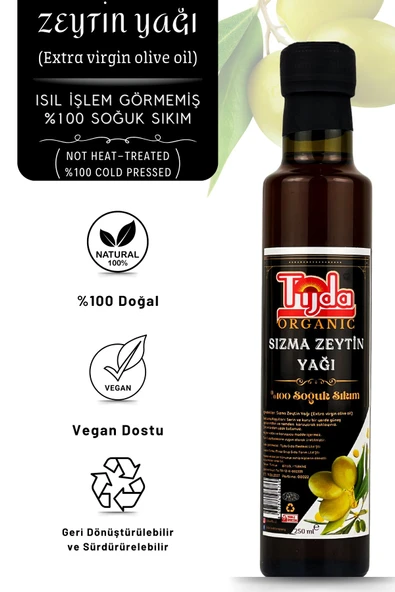 TİJDA Sızma Zeytin Yağı ( %100 Soğuk Sıkım ) 250 Ml ürün görseli