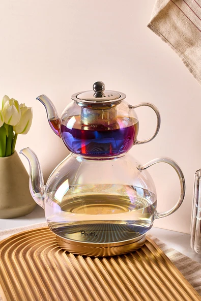 Keyf-i Ala Luster Indüksiyon Tabanlı Borosilikat Cam Çaydanlık Takımı 500 ml Demlik 1800 ml Suluk ürün görseli