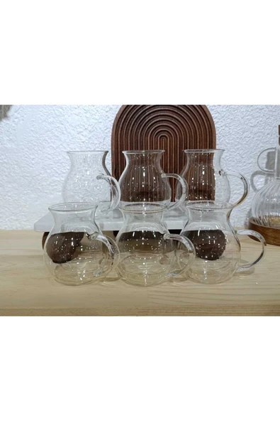 6LI BOROSİLİKAT CAM KEYFİ ALA BARDAK - Resim 2