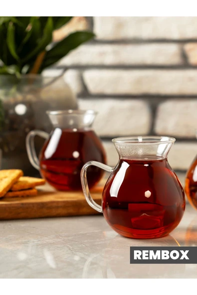 6'lı Keyfi Ala Borosilikat Cam Kulplu Çay Bardağı 210ml Bardak 6'lı - Resim 2