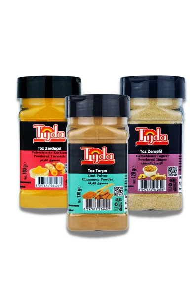 TİJDA Baharat Seti 3'lü ( Zencefil 120 Gr. + Zerdeçal 180 Gr. + Tarçın 130 Gr. ) ürün görseli