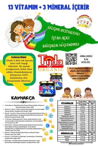 TİJDA Iştah Açıcı Kilo Aldıran Vitamin Katkılı Arı Ürünleri Içerikli Ballı-pekmezli Kids Kakaolu Macun 2li - 5