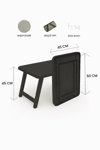 Campmate Orta Boy Siyah 40*50 Katlanabilir Suya Dayanıklı Kompakt Kamp Masası - Resim 3