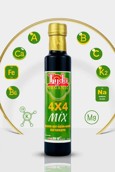 TİJDA 4x4 Mix Keçi Boynuzu Dut Üzüm Hurma Özü Karışımı % 100 Soğuk Sıkım 350 gr - Resim 3