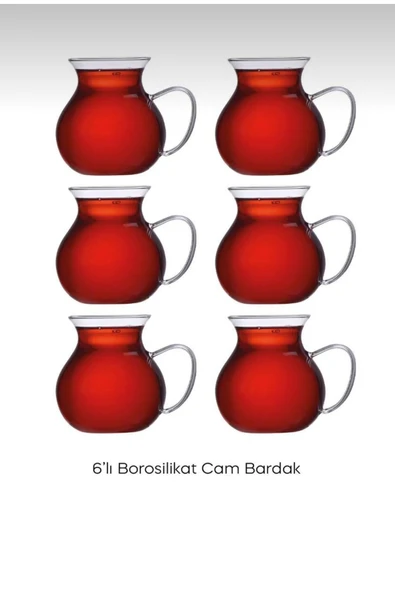 Keyfi Ala Borosilikat 6'lı Çay Bardağı Pinterest Bardak - Resim 6