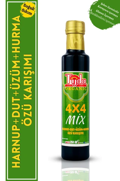 TİJDA 4x4 Mix Keçi Boynuzu Dut Üzüm Hurma Özü Karışımı % 100 Soğuk Sıkım 350 gr ürün görseli