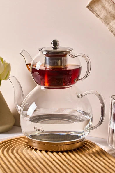 Keyf-i Ala Indüksiyon Tabanlı Borosilikat Cam Çaydanlık Takımı 500 ml Demlik 1800 ml Suluk ürün görseli