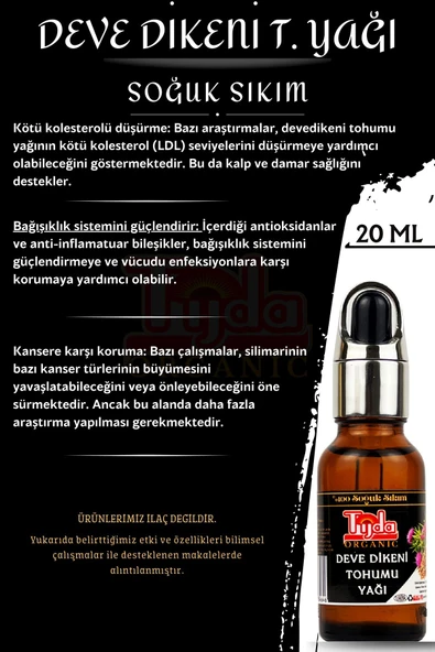 TİJDA Deve Dikeni Tohumu Yağı %100 Soğuk Sıkım 20 ml (milk thistle seed oil) - Resim 3