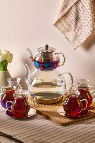Keyf-i Ala Luster Premium 20 Parça Indüksiyon Tabanlı Borosilikat Çay Seti ürün görseli