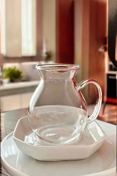 6'lı Pleasure Borosilikat Cam Bardak Set Isıya Dayanıklı Keyfi Ala Kulplu Çay Fincanı Bardağı - Resim 4