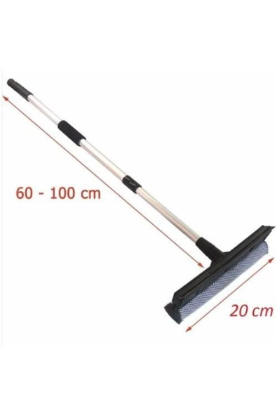 Lüx Cift Tarafli Teleskopik Cam Silme Paspası Ve Cekpasi Uzayıp Kısalan Sap Çekçekli Cam Silme - Resim 5