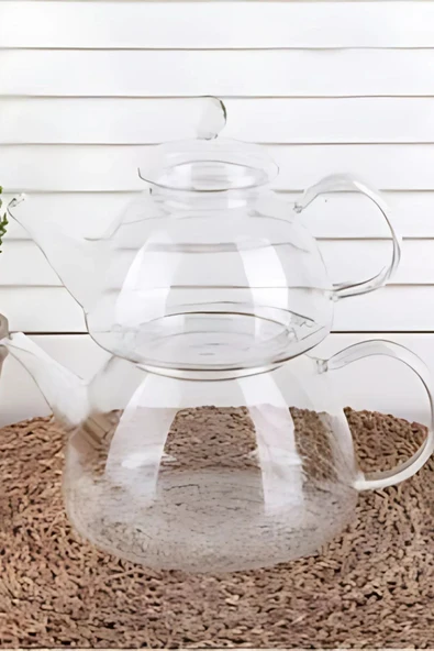 Isıya Dayanıklı Borosilikat Lüks Cam Çaydanlık Demlik Set - Resim 4