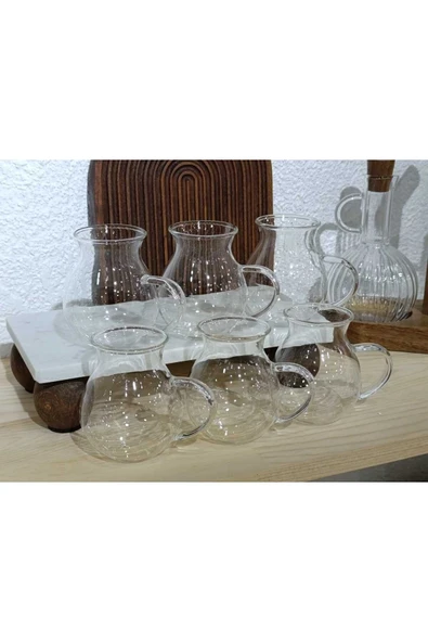 6LI BOROSİLİKAT CAM KEYFİ ALA BARDAK - Resim 3