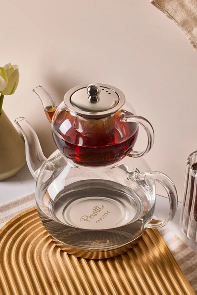 Keyf-i Ala Indüksiyon Tabanlı Borosilikat Cam Çaydanlık Takımı 500 ml Demlik 1800 ml Suluk - Resim 2