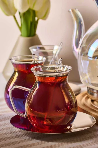 Keyfi Ala Premium 20 Parça Tabanlı Çay Seti 500 ml Demlik 1800 ml Suluk PER16505 - Resim 2