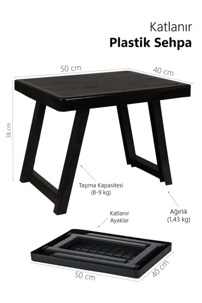 Katlanır Plastik Sehpa Antrasıt-kamp Masası. - Resim 2