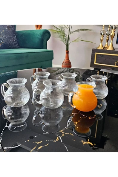 6 Adet Keyfi Ala Borosilikat 6'lı Çay Bardağı - Resim 4