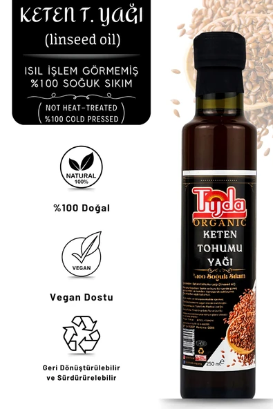 TİJDA Keten Tohumu Yağı ( %100 Soğuk Sıkım ) 250 Ml.
