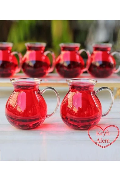 6 Lı Keyfi Ala Borosilikat Cam Bardak Çay Bardağı 200 ml ürün görseli